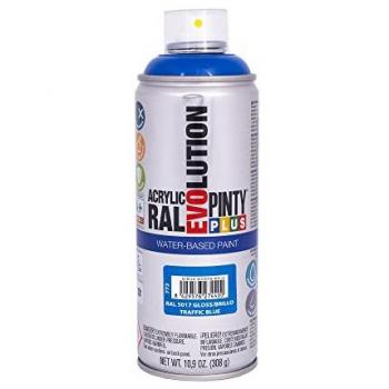 Pintura en Spray Acrílica Base Agua Brillante 520cc Azul Tráfico RAL 5017 Pintyplus Evolution