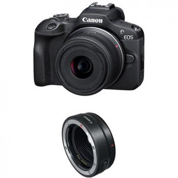 Cámara Digital Canon EOS R100 + Objetivo RF-S 18-45mm f/4.5-6.3 IS STM + Bague EF-EOS R - 24,1 MP, WiFi y Bluetooth