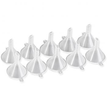 Mini embudo de plástico transparente, paquete de 10