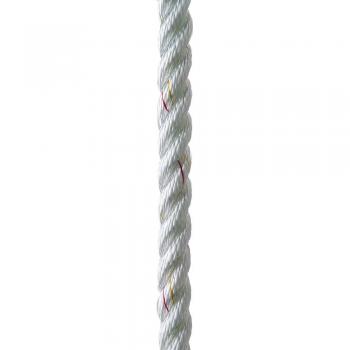 New England Ropes C6050-20-00025 5/8 Inch x 25ft Premium Nylon 3 Strand Dock Line - White w/ Tracer