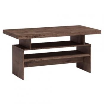Mesa de centro angular Stanton C109, Aglomerado laminado, Fresno oscuro, 120 x 60 x 60 cm