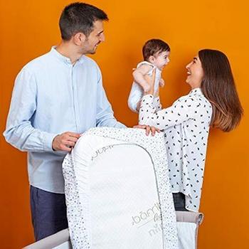 Niimo Set de Sábanas (2 Piezas) 100% algodón Compatible con Chicco Next 2 Me Otras cunas de colecho Lullago Kinderkraft UNO Cullami CAM Jane Babyside con Dimensiones 50x83 (Blanco+Selva)