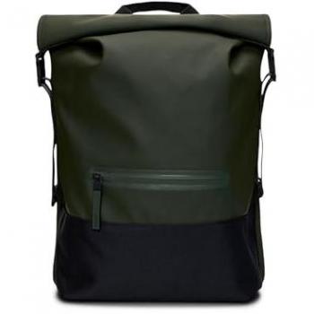 Rains Trail Rolltop Backpack - Green, Unisex, Waterproof, One Size, Modern Design