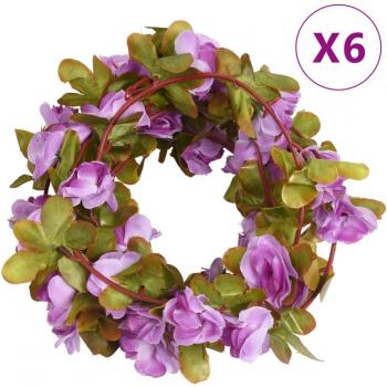 Guirnaldas de flores de Navidad 6 uds morado claro 250 cm