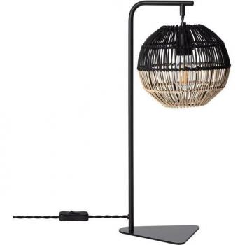 Lámpara de Mesa de Ratán Kithnos en Color Negro con Diseño Moderno