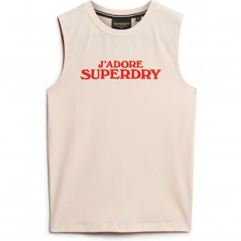 Superdry Women's Sport Luxe Fitted Graphic Sleeveless T-Shirt in Mauve Morn Pink (Size L)