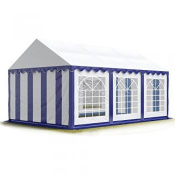 Carpa para fiestas TOOLPORT 3x6 m, carpa de pabellón de jardín, lona PVC 700 N, color azul-blanco, impermeable