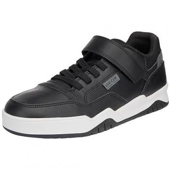 Zapatillas Geox Perth Niño Negro/Dk Gris - Deportivas Transpirables con Cierre Autoadherente, Modelo J367RE, Talla 30 EU