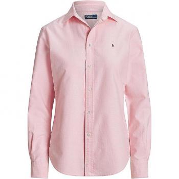 Camisa básica de mujer Polo Ralph Lauren rosa con logo a contraste, Regular Fit