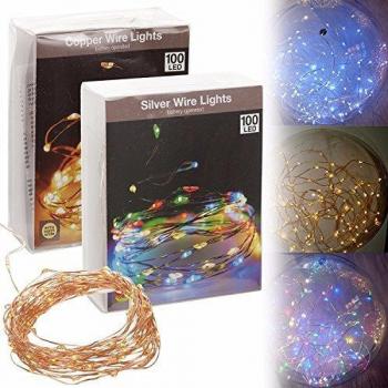 Guirnalda a pilas cable alambre cobre 40 leds blanco cálido