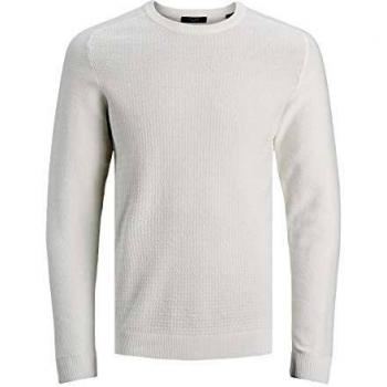 Jack & Jones Jprblaadam Knit Crew Neck STS Suter Pulver, Weiß, XXL para Hombre