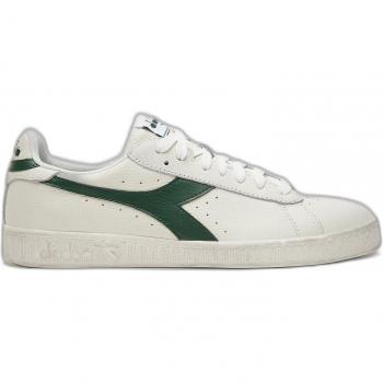 Diadora Game L Low Waxed Unisex Sneakers - White/Black with Green Logo