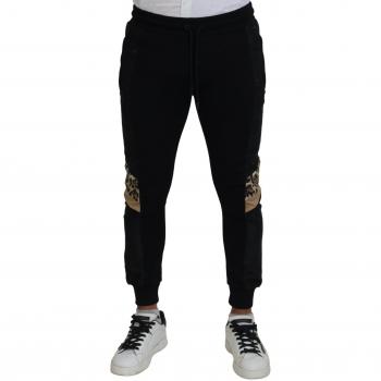Dolce & Gabbana Black Polyester Skinny Jogger Men Pants - IT46 | S