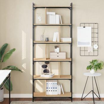 Librería Sonoma Oak 6 estantes 76x32x192 cm madera multicapa, madera ingeniería roble