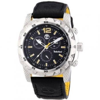 Timberland Front Country Men's Quartz Watch with Black Dial Chronograph Display and Black Leather Strap 13318JS/02A