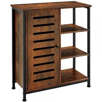 Aparador de Estilo Industrial Tectake 71 x 32 x 82 cm con Tablero Superior Grande, Tres Estantes, Armario con Puerta Magnética y Dos Estantes Ajustables, Fabricado en Aglomerado con