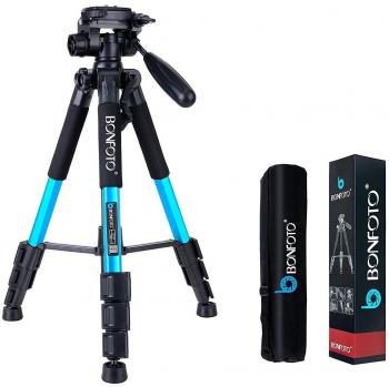 BONFOTO Portable Pies de Trípode Q111 Flexible 139.7 cm en 3 Tramos con Pan Cabeza Placa Almacenamiento para Cámara Réflex Dgital DSLR SLR