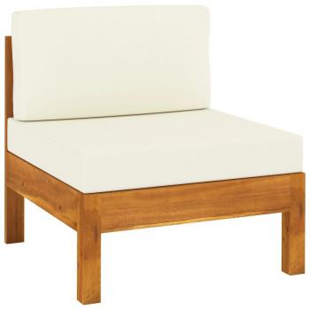 Sofá Central con Cojines Blancos Crema en Acacia Massello