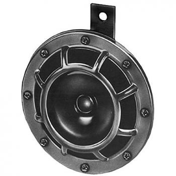 Bocina Hella 3AF 003 399-061 - Klaxon de alta resistencia - 24V - 110dB(A) - Frecuencia: 375Hz - Bajo tono - Conexión eléctrica - Color negro