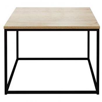 Mesa de café Germantown 105, Aglomerado Laminado, Angular, Negro Mate y Roble, 60 x 60 x 44 cm