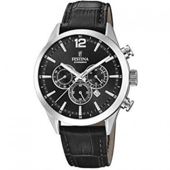Reloj Festina Timeless Chronograph F20542/5 de Hombre con Esfera Negra y Correa de Piel