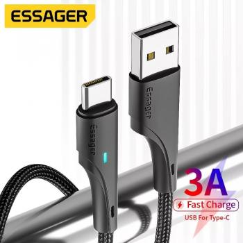 Cable USB Tipo C 3A de Carga Rápida para Móviles, Compatible con Xiaomi 12, Redmi Note 11/10 Pro, Samsung y Oneplus, Longitud 1m, Color Negro