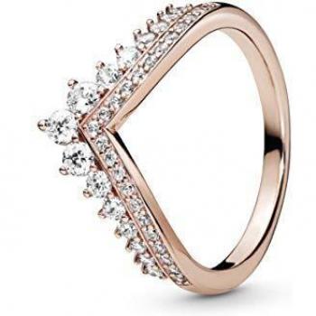 Anillo Pandora Princesa con circonitas transparentes de oro rosa