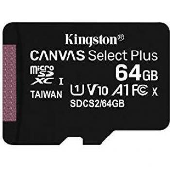 Kingston Carte mémoire Micro-SD Canvas Select Plus 64Go Class 10 Avec
