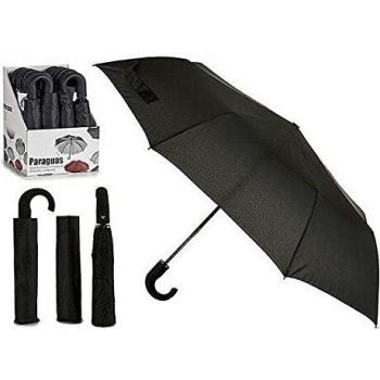 BigBuy Home S3606348 Paraguas Plegable, Negro, de Viaje, 35 Cm