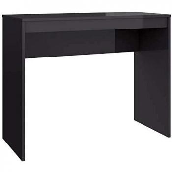 High Gloss Grey Engineered Wood Desk 90x40x72 cm