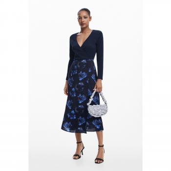 Vestido midi Desigual combinado estampado