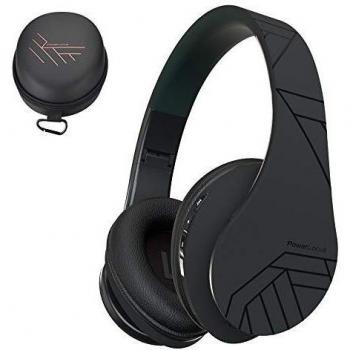 PowerLocus P2 - Auriculares Bluetooth inalambricos de Diadema Cascos Plegables, Casco Bluetooth con Sonido Estéreo Micro SD/TF, FM con micrófono y Audio Cable para Movil, PC, Tablet - Negro