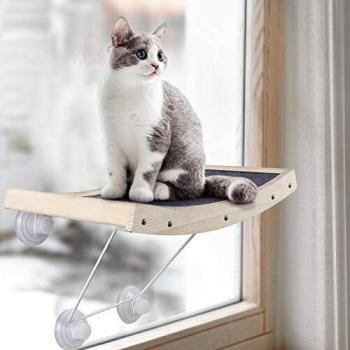 CatRomance Hamaca de Gato para Ventana, Hamaca para Rascador de Gatos con Ventosa de Perilla Resistentes para Mascotas, Grandes para Tomar la Siesta y Tomar el Sol, Soportar hasta 18kg