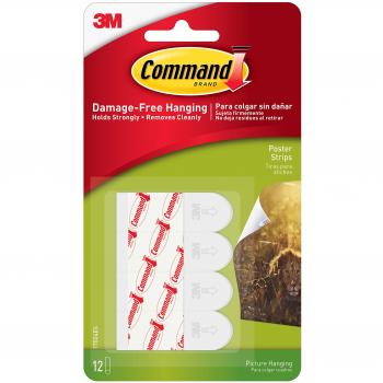Command 17024 Poster Mounting Adhesive Strips - White, Pack of 12