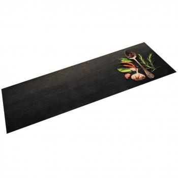 Alfombra de cocina lavable de terciopelo con dibujo de especias 45x150 cm