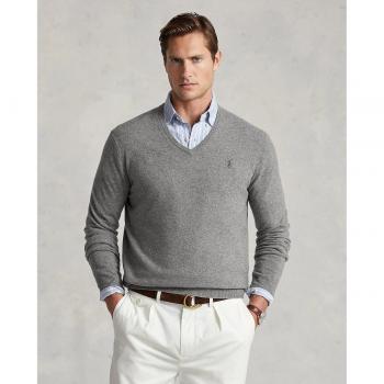 Polo Ralph Lauren Men's Gray V-Neck Wool Sweater, Size M