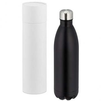 Botella Térmica de Acero Inoxidable, 1 Litro, Aislante, Portátil, Hermética, Negra - Relaxdays