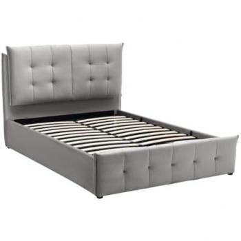 Cama arcón 140 x 200 cm - Terciopelo Gris Claro - OLERIA