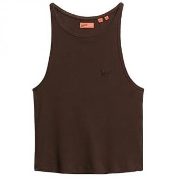Camiseta sin mangas Essential Logo Racer para mujer de Superdry, color marrón, talla L-XL (14/16), modelo W6011890A
