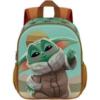 Mochila 3D The Mandalorian Say Hi Grogu Star Wars 31cm Azul Pequeña Escolar - Karactermania