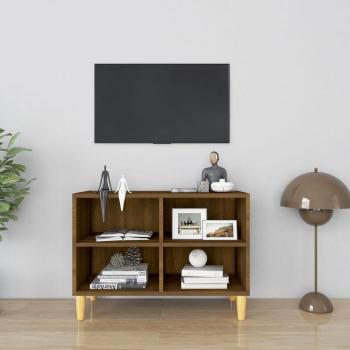 Mueble de TV con patas de madera maciza 69,5x30x50 cm en color roble marrón
