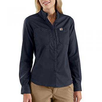 Camisa de Manga Larga Carhartt Rugged Professional para Dama, Ajuste Relajado, Tela de Lienzo, Color Azul Marino, Talla XL