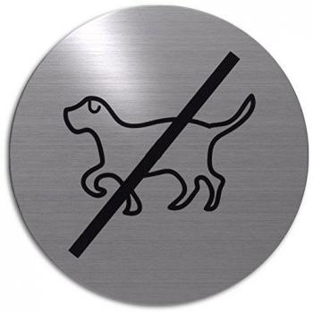 Xaptovi Placas de señalización PICTO: prohibido perros | 5 años de garantía | Ø 82 redondo | Fabricado en acero inoxidable de alta calidad | 100% escudo autoadhesivo