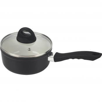 Mayestic - Cazo de aluminio forjado y cerámica, 16 cm, color negro
