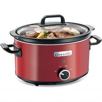 Olla de Cocción Lenta Manual Crock-Pot, 3.5 Litros, Acero Inoxidable Rojo - Modelo SCV400RD-050 para Diversas Recetas