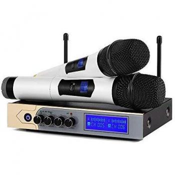 ARCHEER Micrófono Inalámbrico Profesional Karaoke Sistema UHF Bluetooth de Micrófono Dual Dinámico Portátil de Mano con Pantalla LED para Reuniones, Bodas, Clases, Fiesta, DJ
