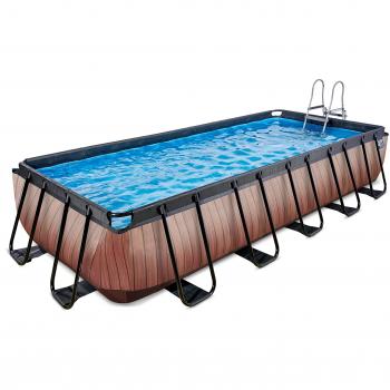 Piscina Frame EXIT Wood 540x250x100 cm - Efecto madera, incluye filtro de cartucho y escalera de seguridad
