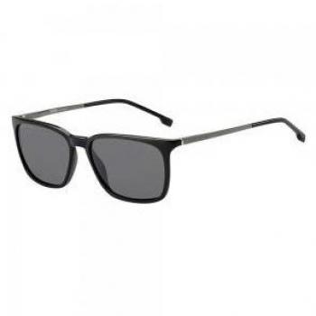Hugo Boss Rectangle Mens Shiny Black Grey Sunglasses 90041091 - One Size