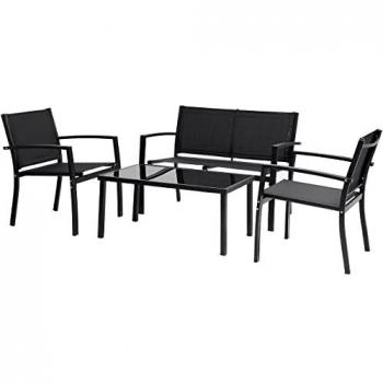 Conjunto de muebles bajos de jardín Lino - 4 plazas - Negro