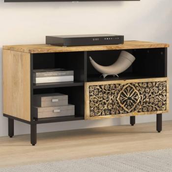 Mueble de TV de madera maciza de mango 80x33x46 cm, Mueble de salón, Mesa de TV, Mueble tele